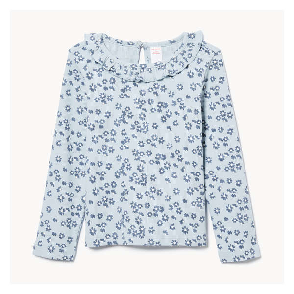 Toddler Girls' Ruffle Neck Long Sleeve Top - Pale Blue