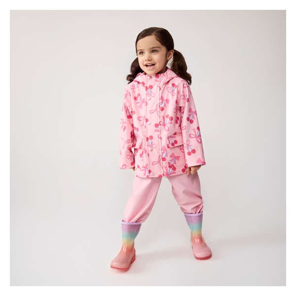 Toddler Printed Raincoat - Light Pink