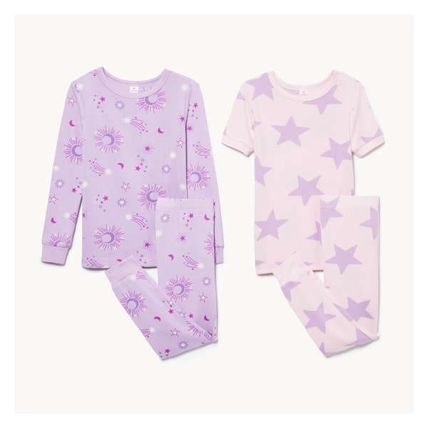 Ens. pyjama 4 pièces pour petites filles - LAVANDE
