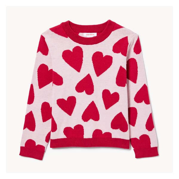 Toddler Girls' Heart Crew Neck Sweater - Light Pink