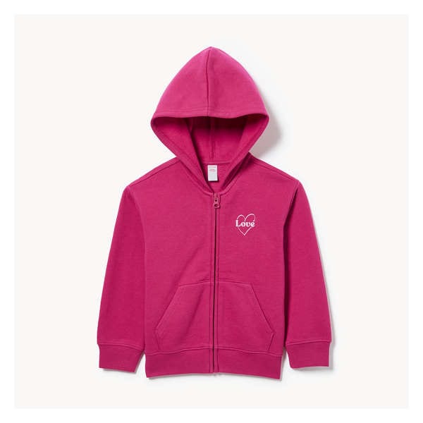 Toddler Girls' Fleece Graphic Zip-Up Hoodie - Magenta