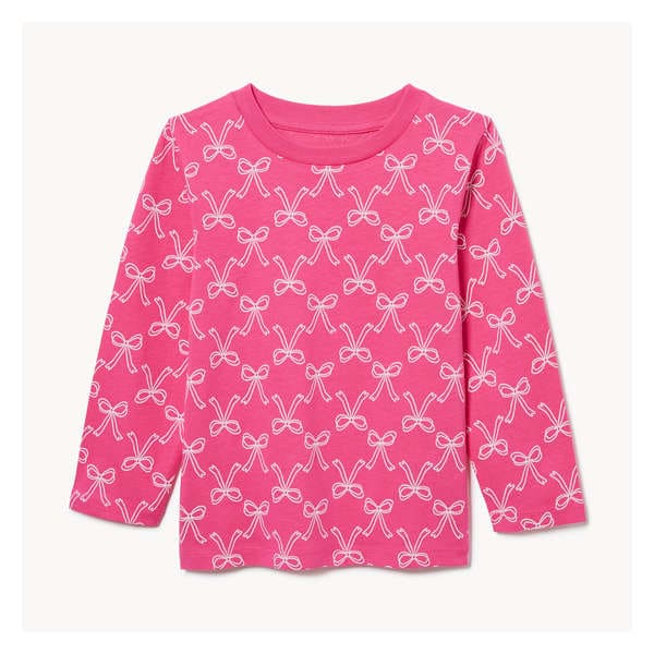 Toddler Printed Long Sleeve Top - Bright Pink