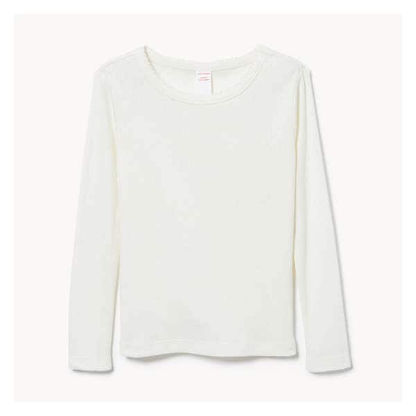 Toddler Girls' Pointelle Long Sleeve Top - Off White