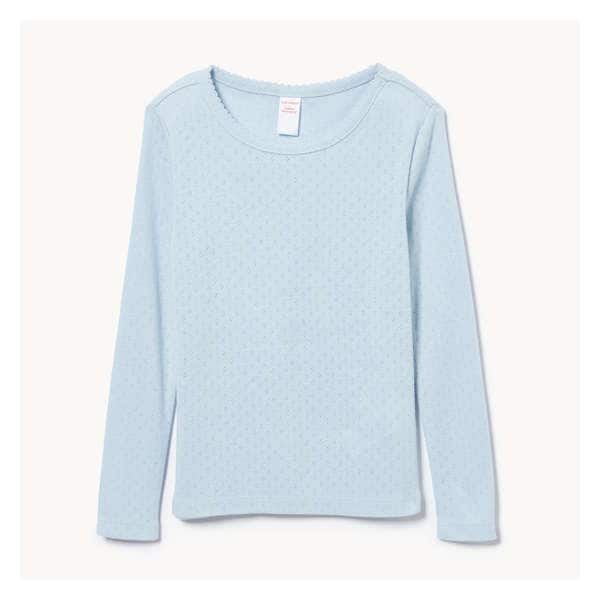 Toddler Girls' Pointelle Long Sleeve Top - Pale Blue