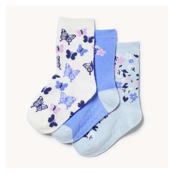 Toddler Girls' 3-Pack Crew Socks - Blue