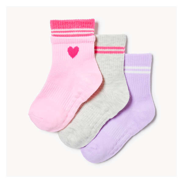 Toddler Girls' 3-Pack Mid-Crew Socks - Pink