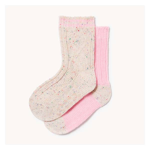 Toddler Girls' 2-Pack Boot Crew Socks - Cream