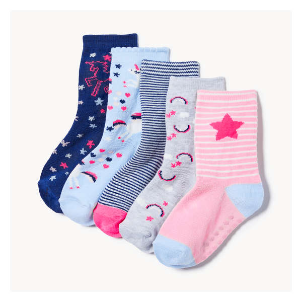 Toddler Girls' 5-Pack Crew Socks - Blue