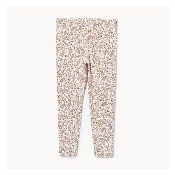 Legging côtelé imprimé pour petites filles - Blanc Cassé