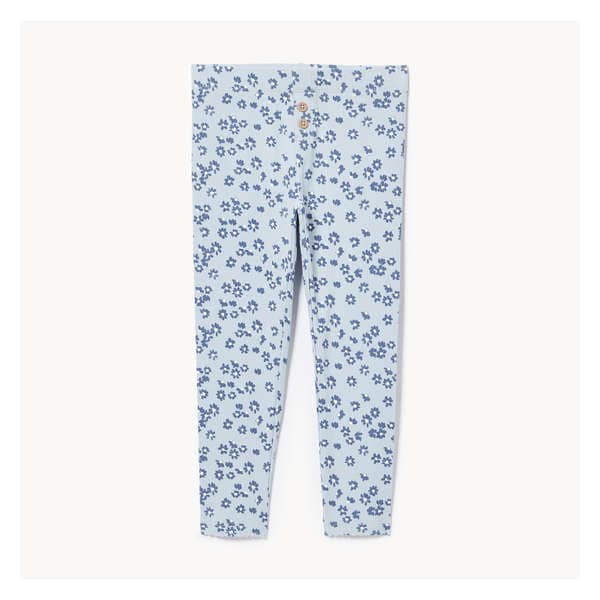 Legging côtelé imprimé pour petites filles - Bleu pâle
