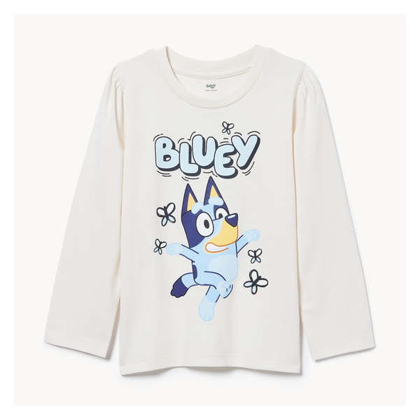 Toddler Girls' Bluey Long Sleeve Top - Off White