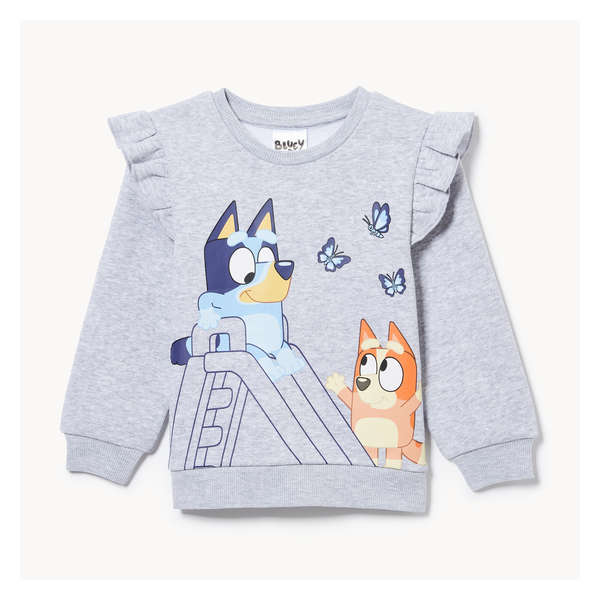 Toddler Girls' Bluey Ruffle Pullover - Light Grey Mix