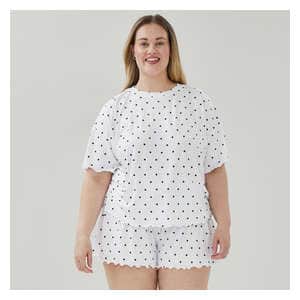 Women+ Lettuce Edge Jersey Sleep Set - Bright White