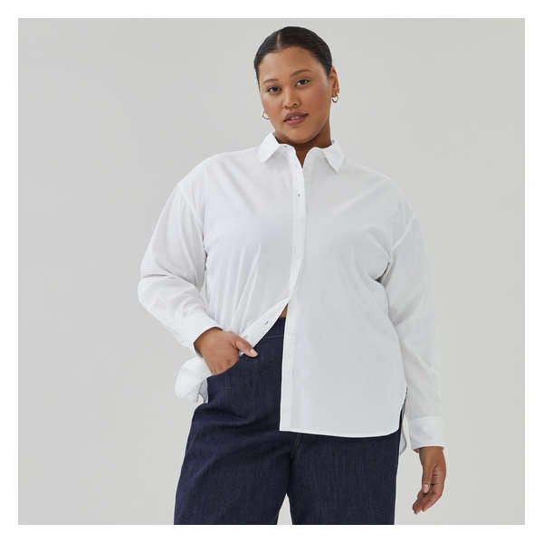 Haut boutonné à manches longues Femmes+ - Blanc pur