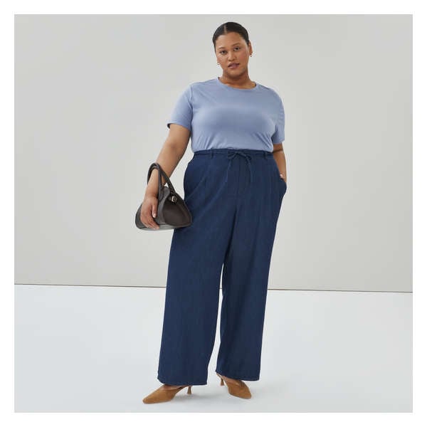 Women+ Dark Wash Pull-On Chambray Pant - Dark Wash