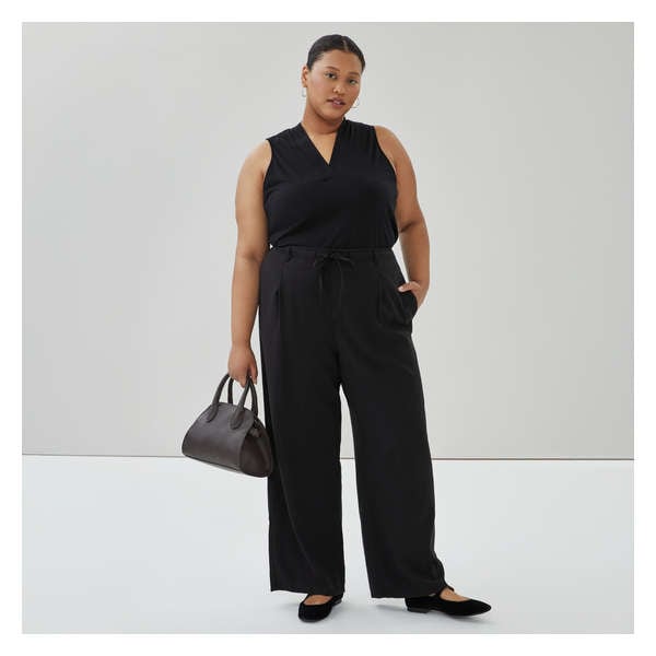 Women+ Pull-On Twill Pant - JF Black