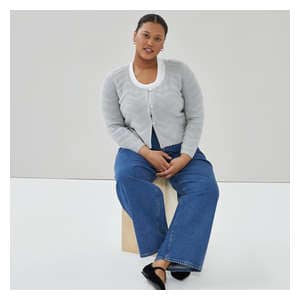 Women+ Chevron Knit Cardigan - Light Blue