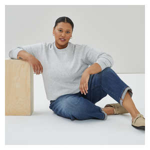 Women+ Crew Neck Sweatshirt - Light Grey Mix
