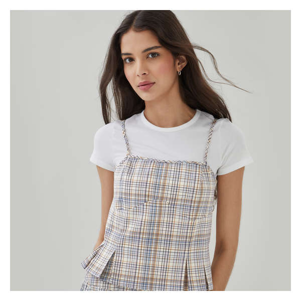 Cami à carreaux style bustier - Écru