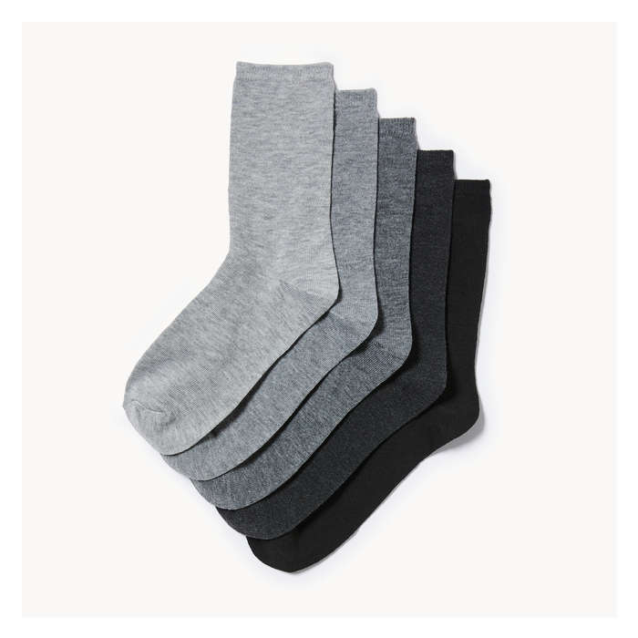 Women's 5-Pack Crew Socks - Charcoal
