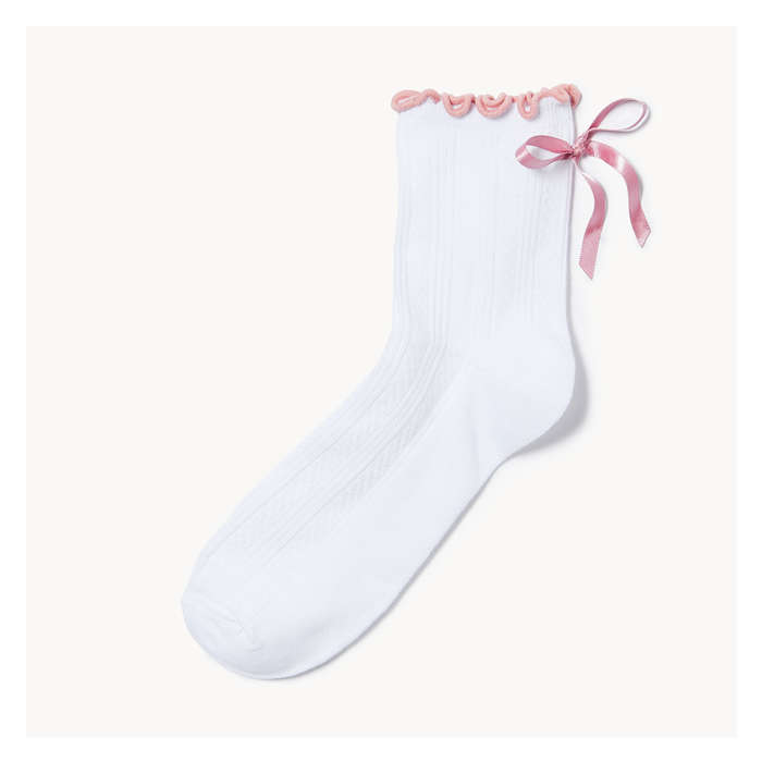 Women's Bow Crew Socks - Rose