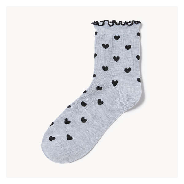 Chaussettes tube à motifs de cœurs - Gris