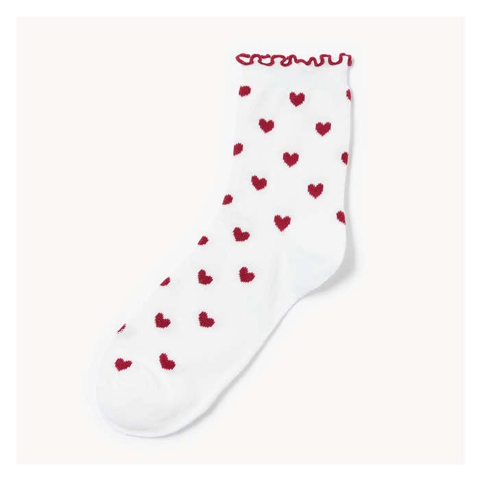 Women's Heart Crew Socks - White
