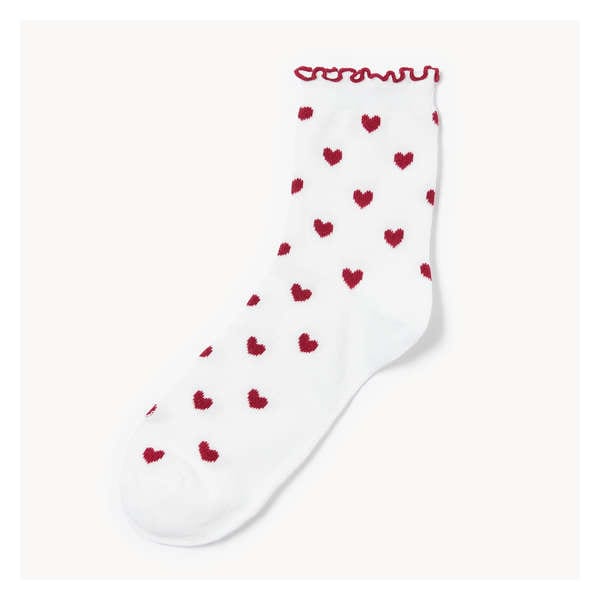 Chaussettes tube à motifs de cœurs - Blanc