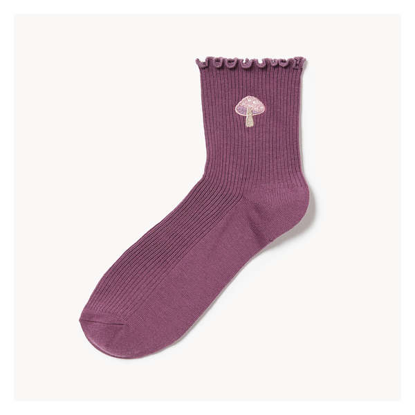Chaussettes tube brodées - Marron