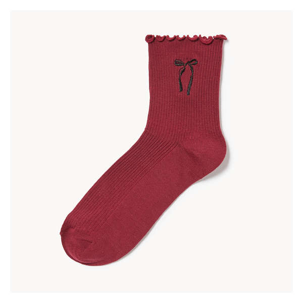Chaussettes tube brodées - Rouge