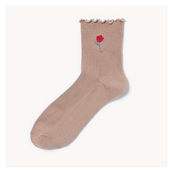 Chaussettes tube brodées - Sable