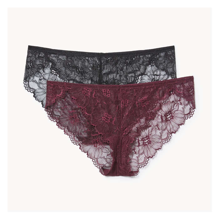 Aux Femmes Ens. 2 culottes bikini en dentelle - Bourgogne