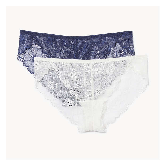 Aux Femmes Ens. 2 culottes bikini en dentelle - Marine