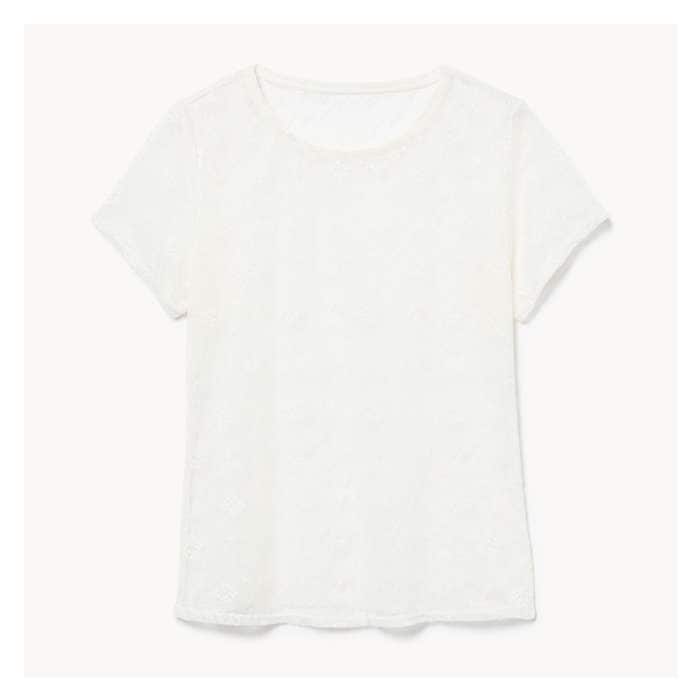 Women's Lace Crop T-Shirt - Cream