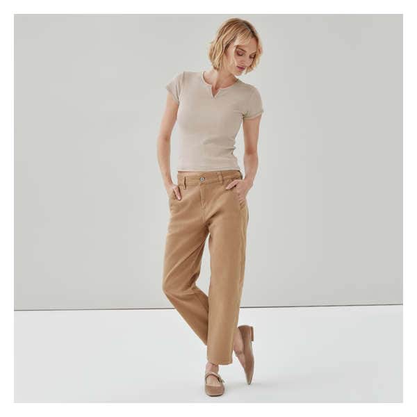 Pointelle T-Shirt - Light Khaki Brown