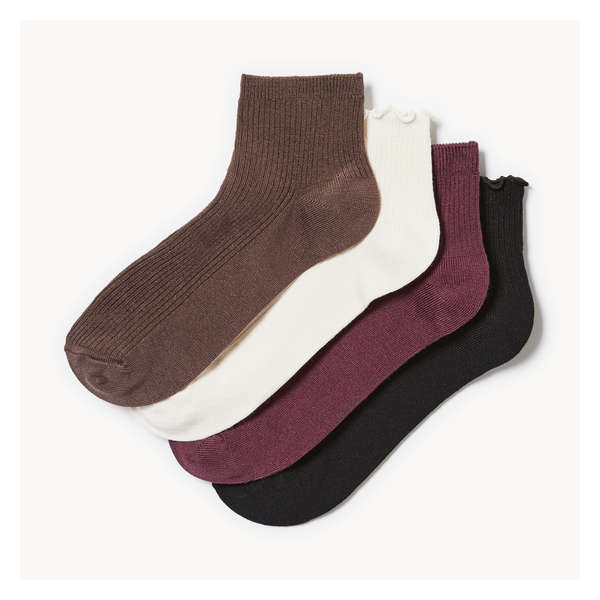 4-Pack Bamboo Quarter-Crew Socks - Black