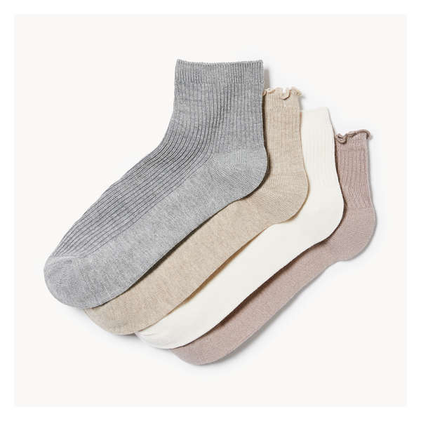 4-Pack Bamboo Quarter-Crew Socks - Oatmeal