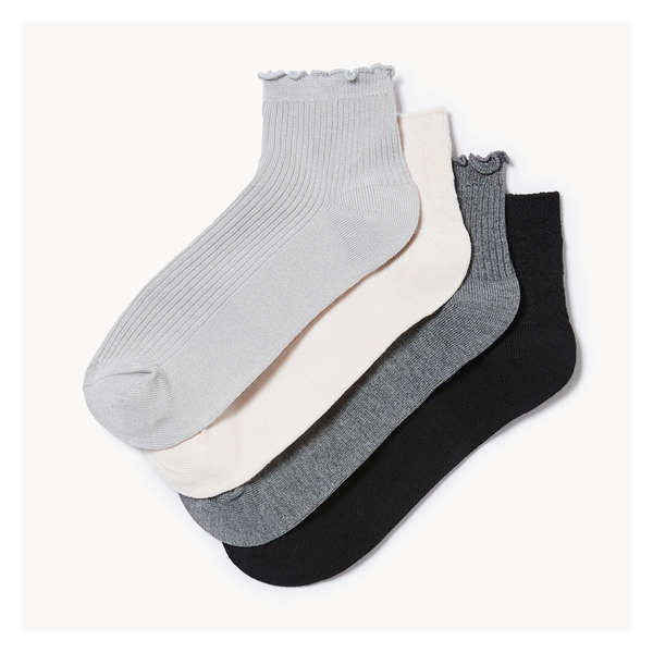 4-Pack Bamboo Quarter-Crew Socks - Grey