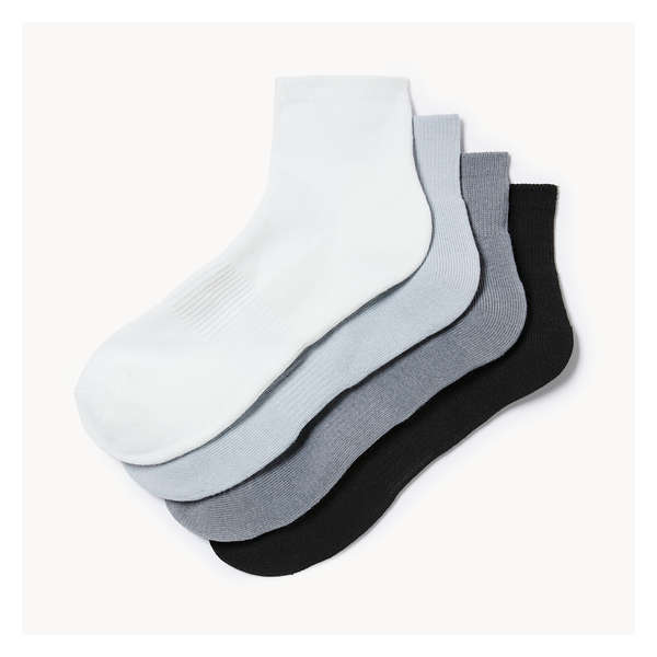 4-Pack Quarter-Crew Socks - Grey
