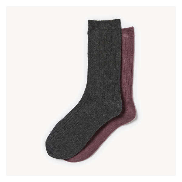 2-Pack Heavyweight Wool Crew Socks - Burgundy