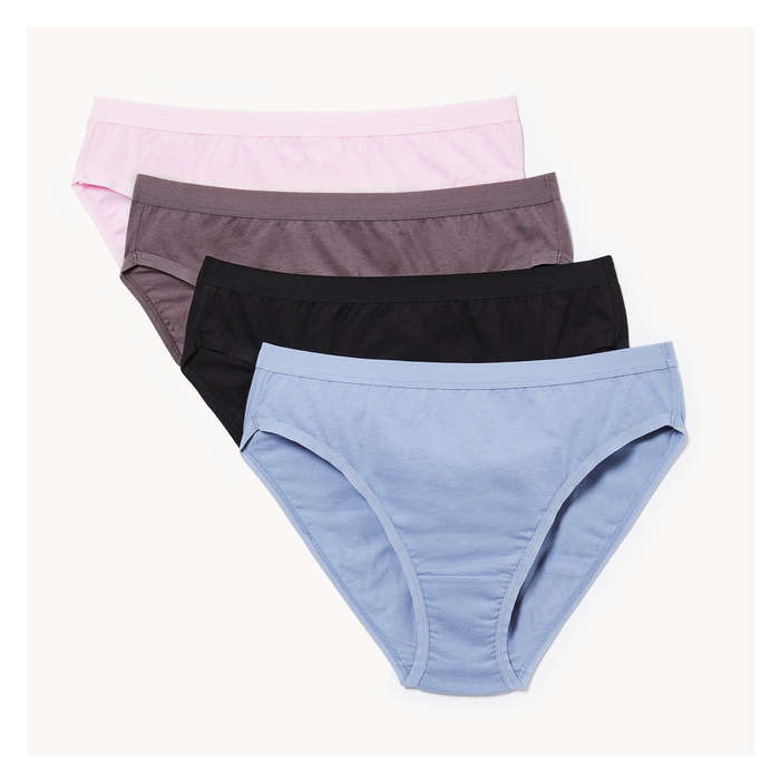 Aux Femmes Ens. 4 culottes à taille haute en coton biologique - Assorties
