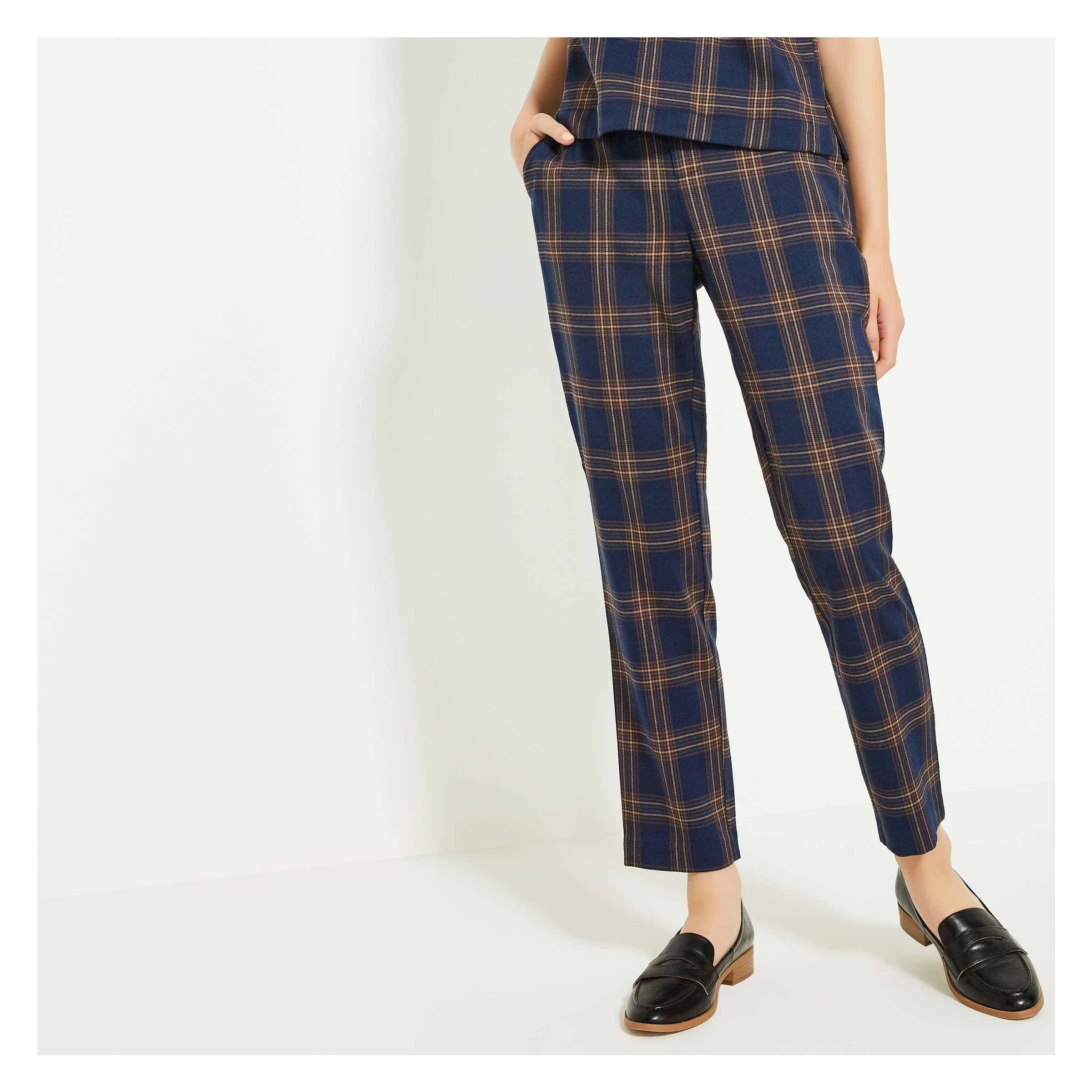 plaid cigarette pants