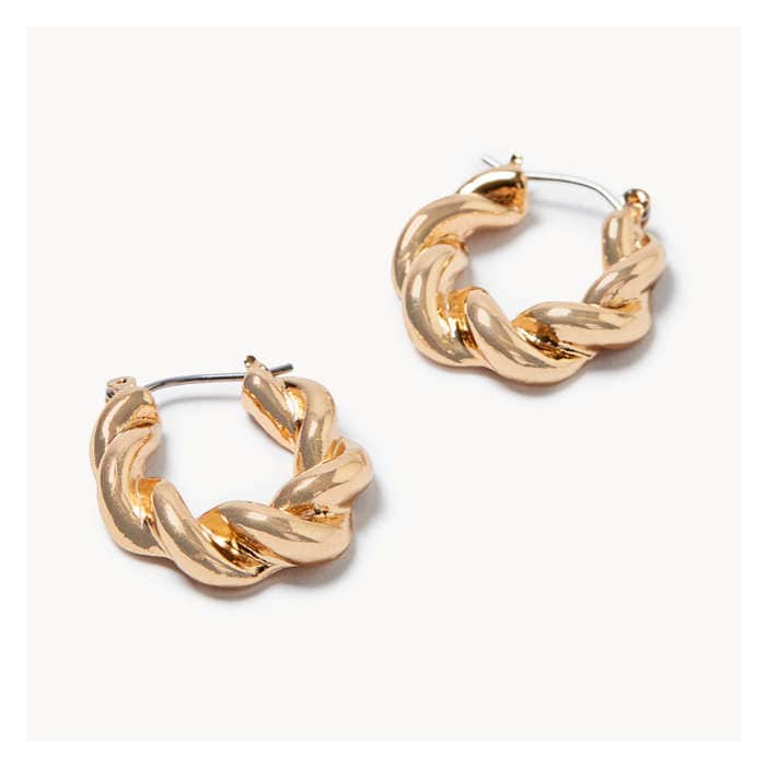 Women's Twisted Oval Hoop Earrings - Gold