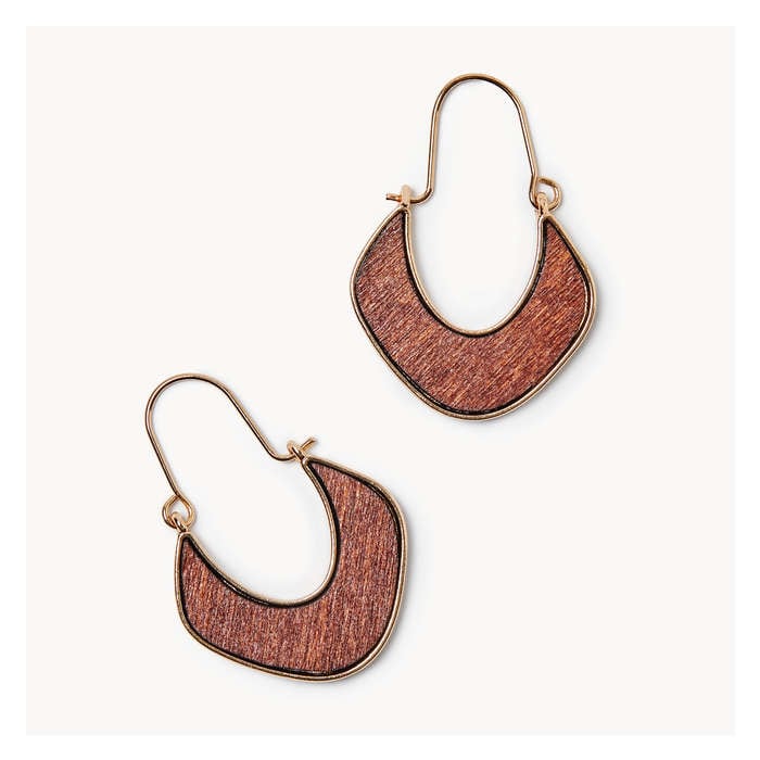 Women's Faux Wood Hoop Earrings