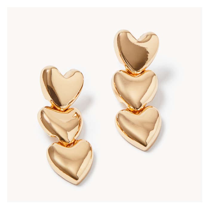 Women's Heart Drop Earrings - Gold