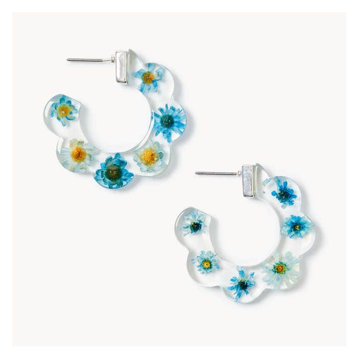 Women's Pressed Flower C-Hoop Earrings