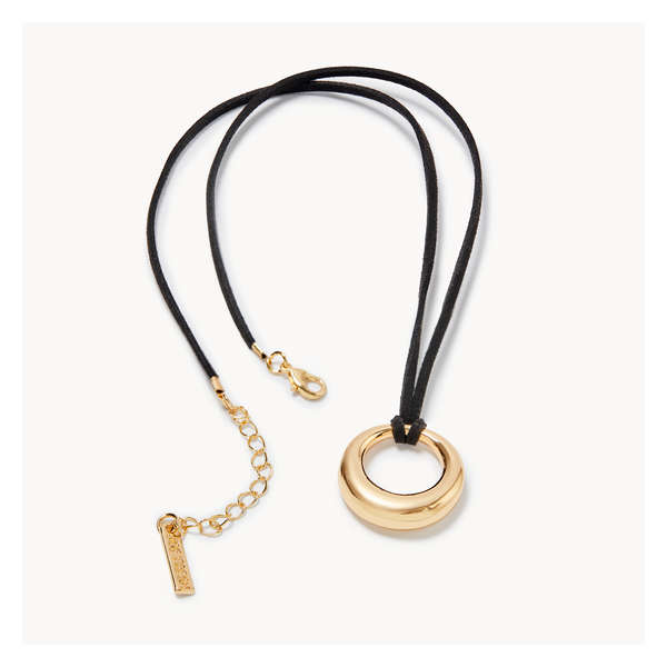 Collier à pendentif rond - Noir