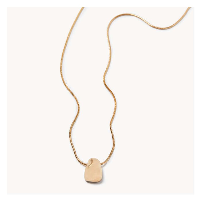 Women's Long Necklace with Gold Pendant - Gold