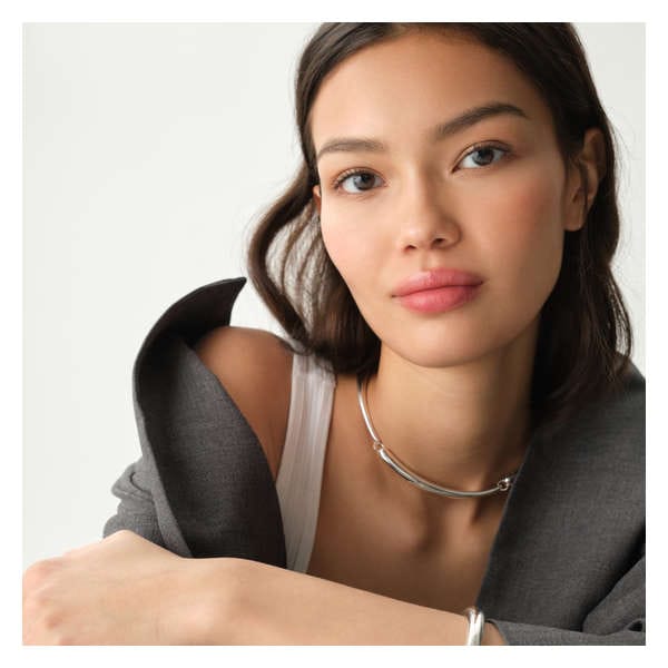Collier ras-de-cou en métal - Argent