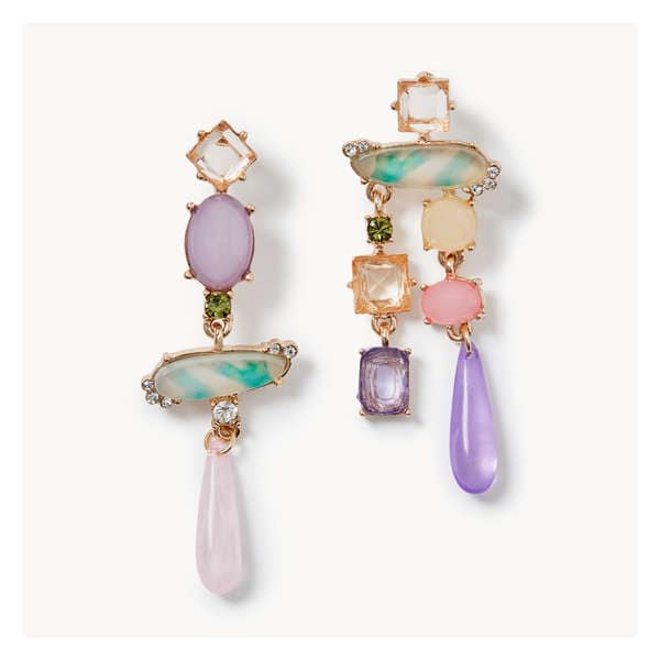 Mismatched Rhinestone Earrings - Multi